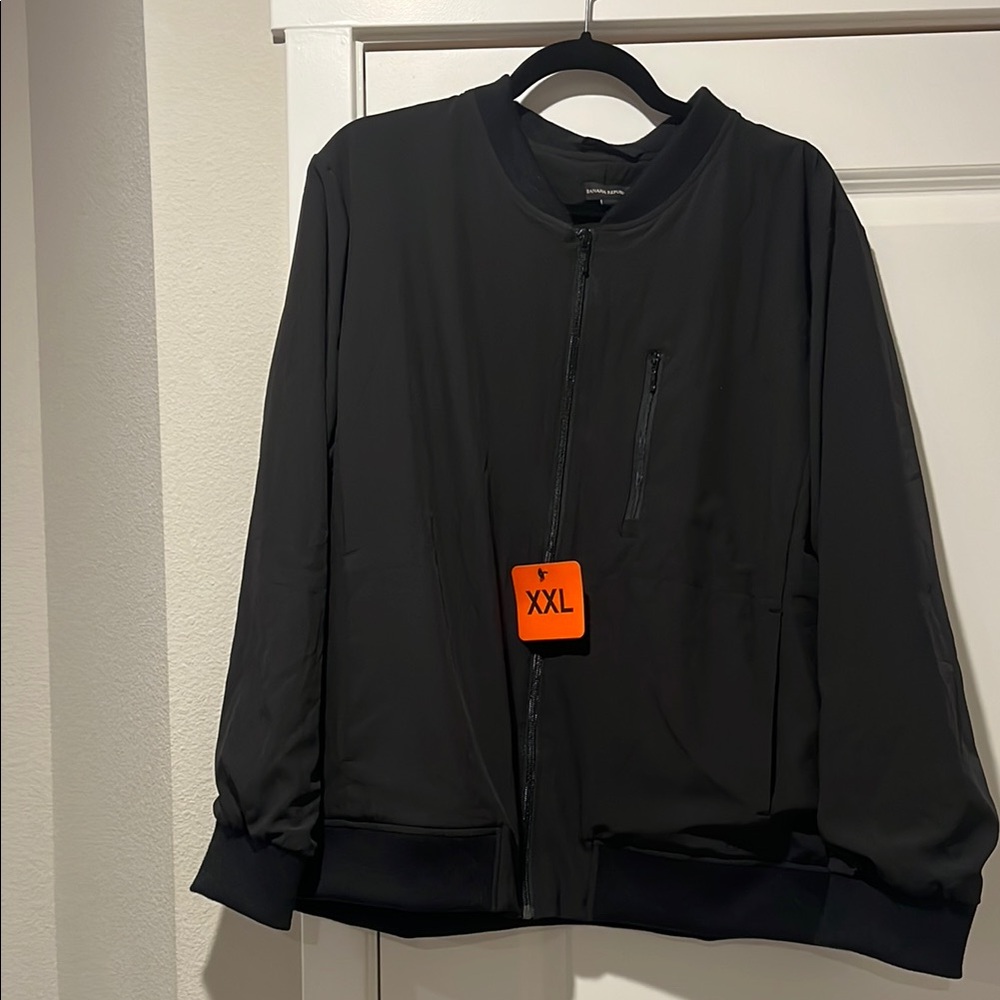 Banana Republic Black Bomber Jacket with Ribbed Cuffs